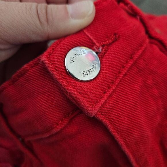 Venus Red Denim Cutoff Shorts - Picture 3 of 8